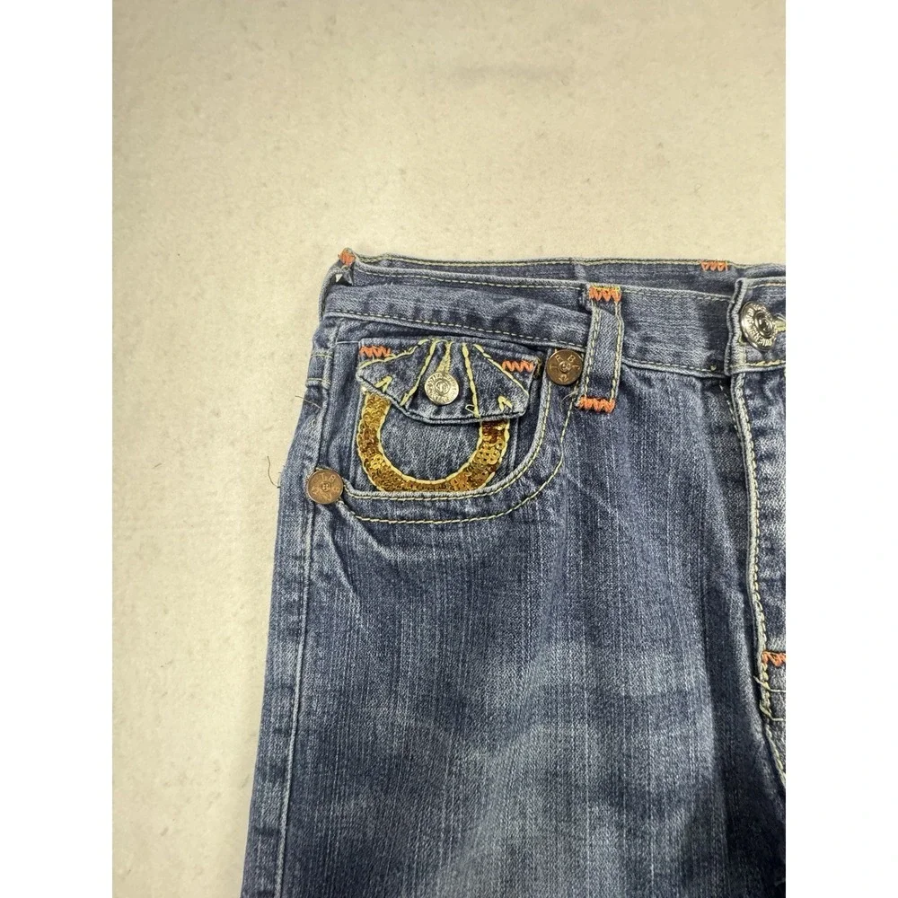 Y2K True Religion Joey SuperT Woman's 30/33 Jean Distressed/Missing Back Buttons